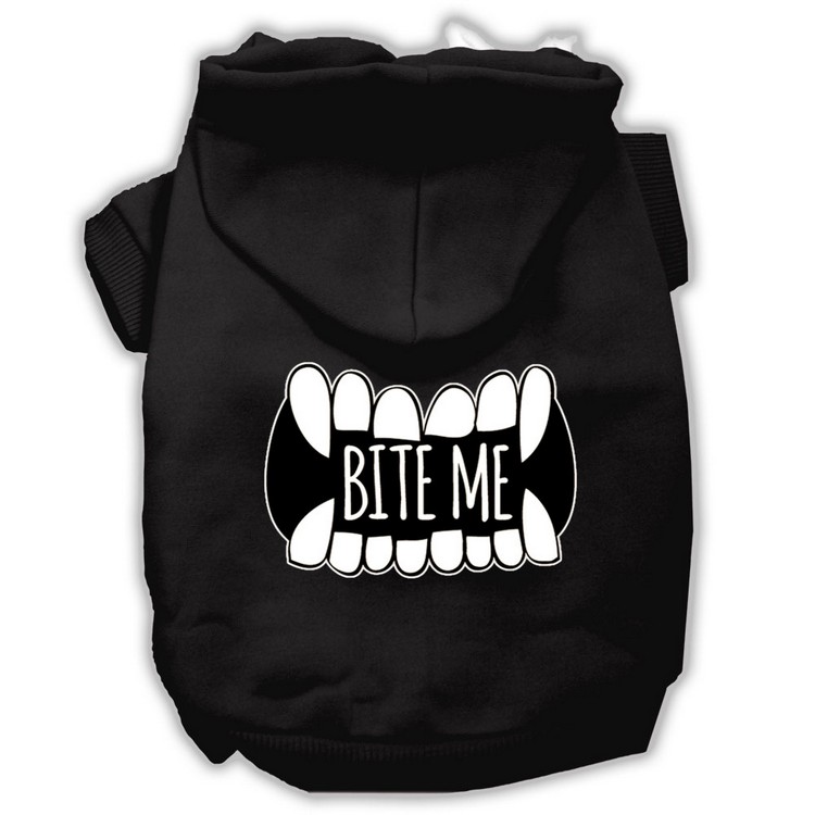 Bite Me Screenprint Dog Hoodie Black XS